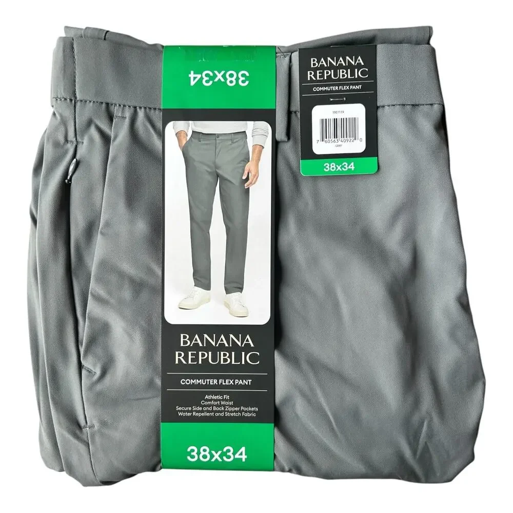 Banana Republic Men's Commuter Flex Pant Athletic Fit Gray Size 38x34